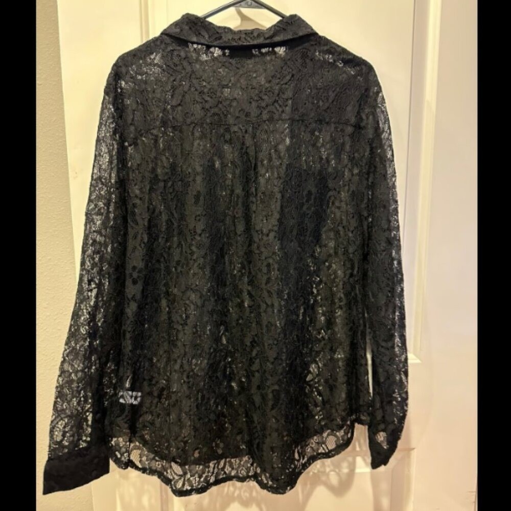 Torrid‎ Madison Black Lace Long Sleeve Button Down Blouse Top 3X 22-24 New - Picture 5 of 6